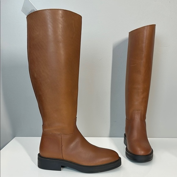 NWT Mango Tall Leather Riding Boots Size 6.5 - Picture 1 of 15